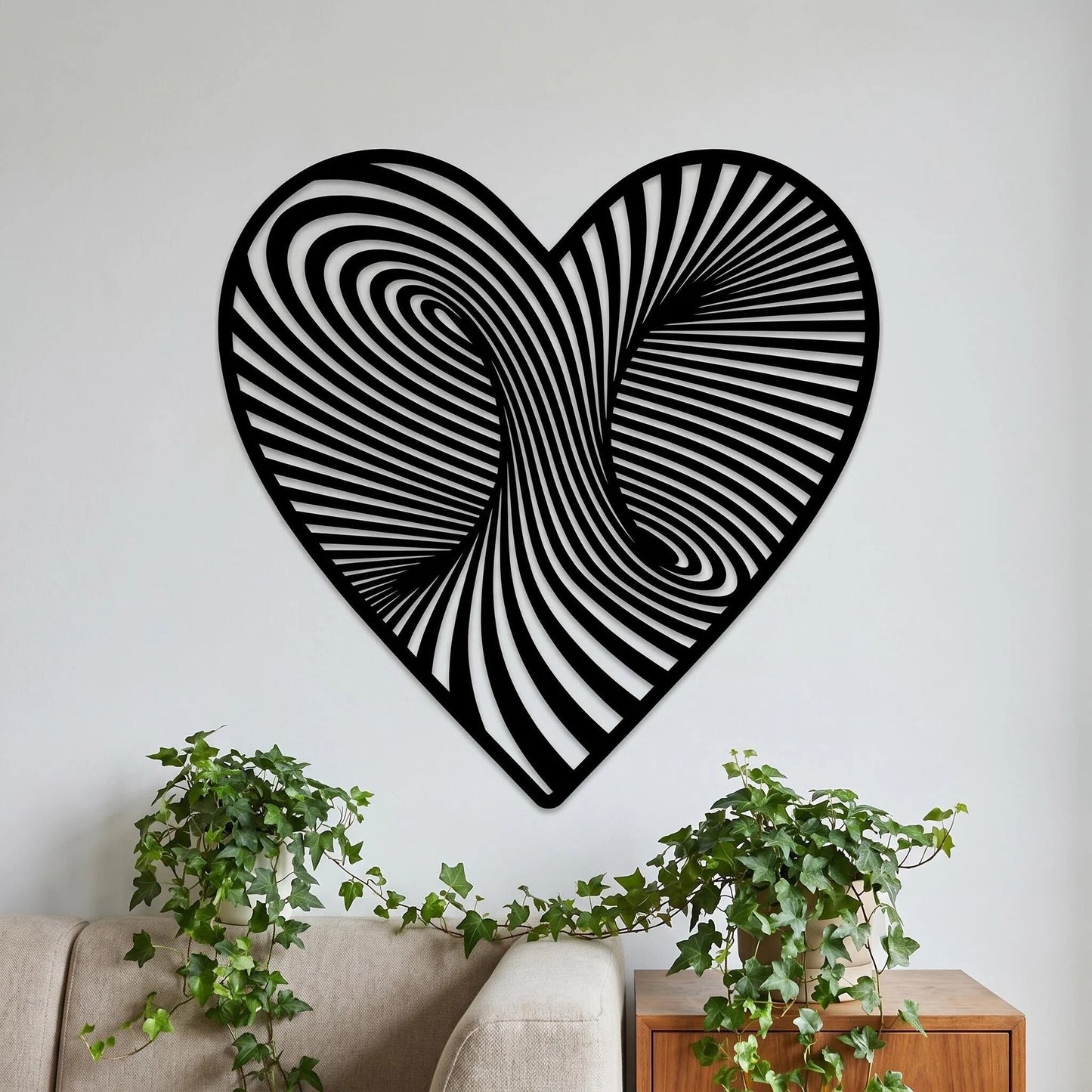 Optical Illusion Heart Wall Art - Modern Metal Decor