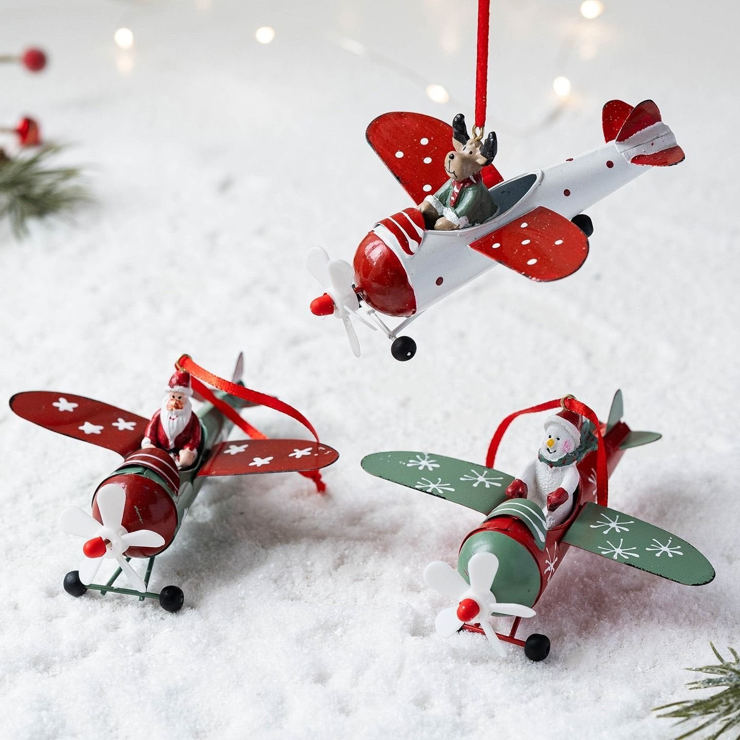 Metal Airplane Christmas Ornament