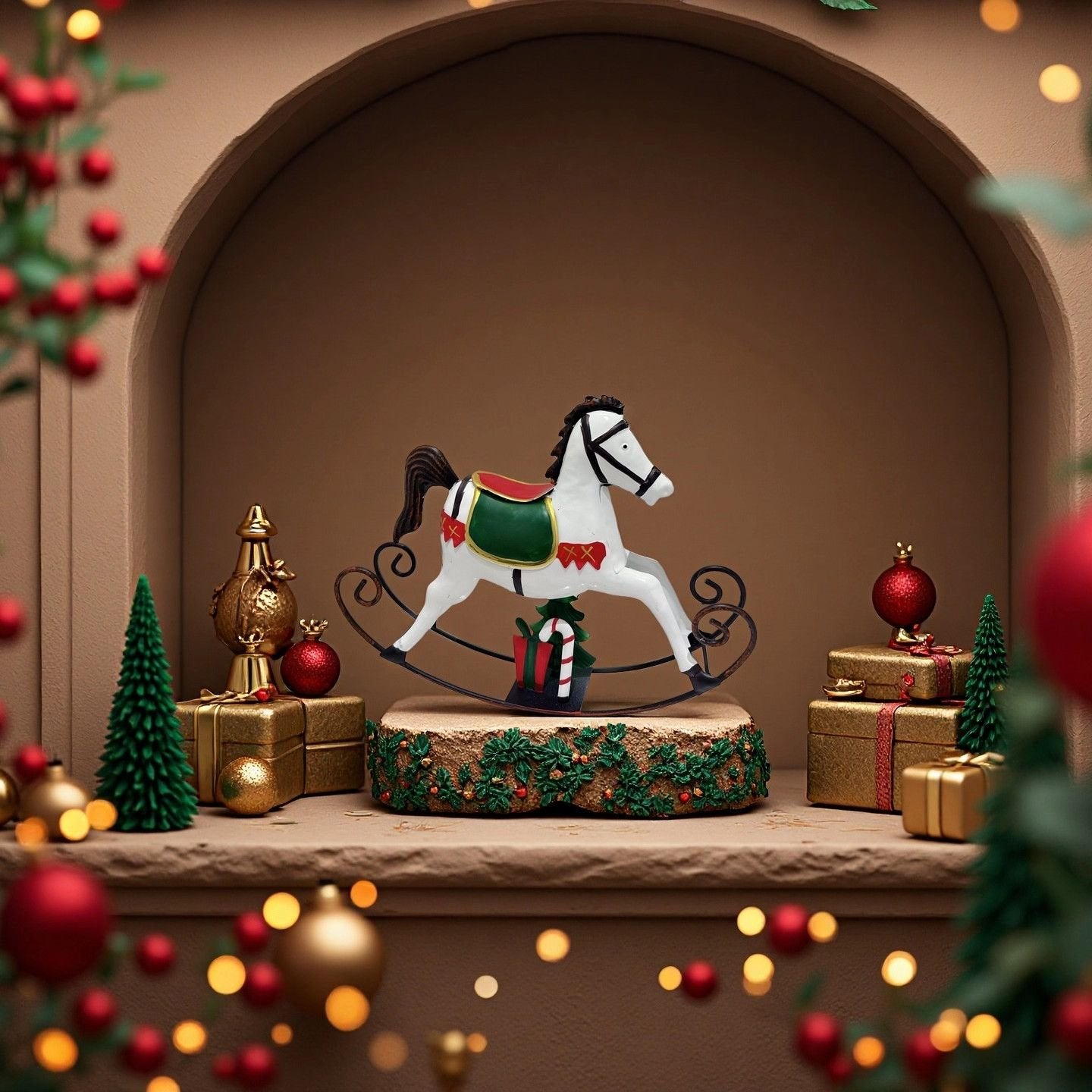 Metal Christmas Rocking Horse Decor