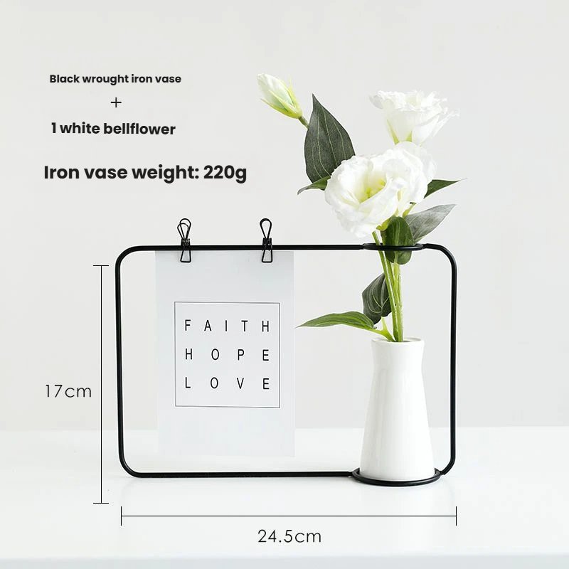 Metal Photo Holder with Ceramic Vase