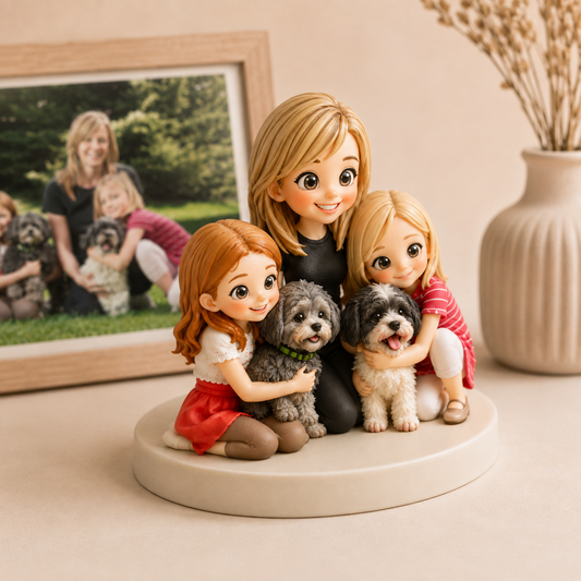 Custom 3D Chibi Figurine from Photo – Family & Pet Gift