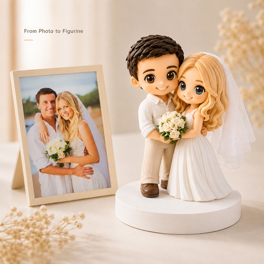 Custom 3D Printed Chibi Couple Figurine from Photo with DIY Paint Kit