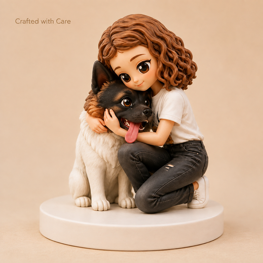 Custom Pet & Owner Chibi Figurine from Photo with DIY Paint Kit