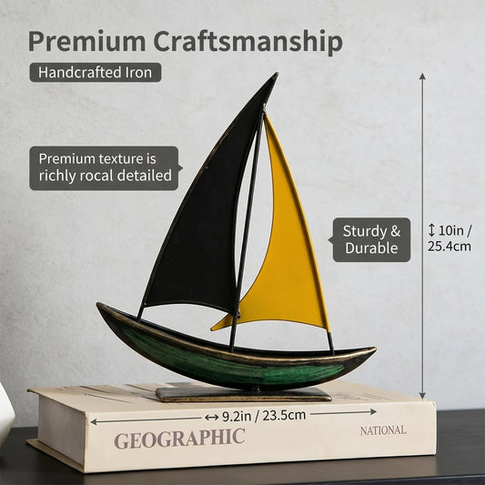 Modern Metal Sailboat Sculpture alternate product view