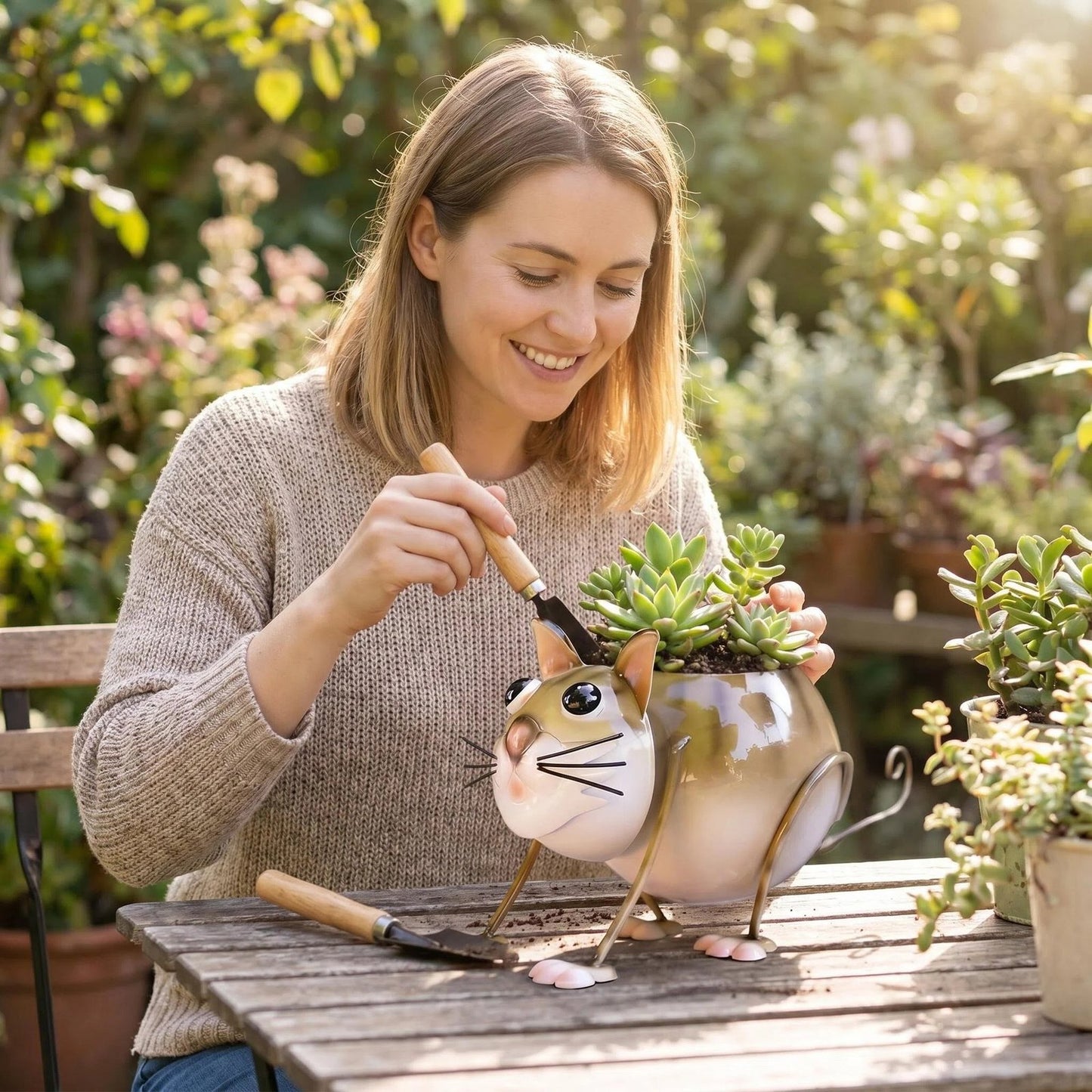Metal Cat Garden Planter additional product view