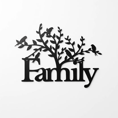 Metal Family Wall Art - Tree & Bird Home Decor