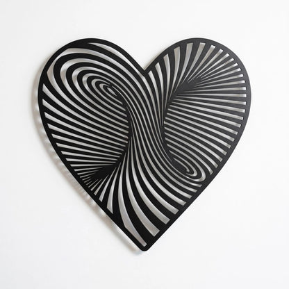 Optical Illusion Heart Wall Art - Modern Metal Decor