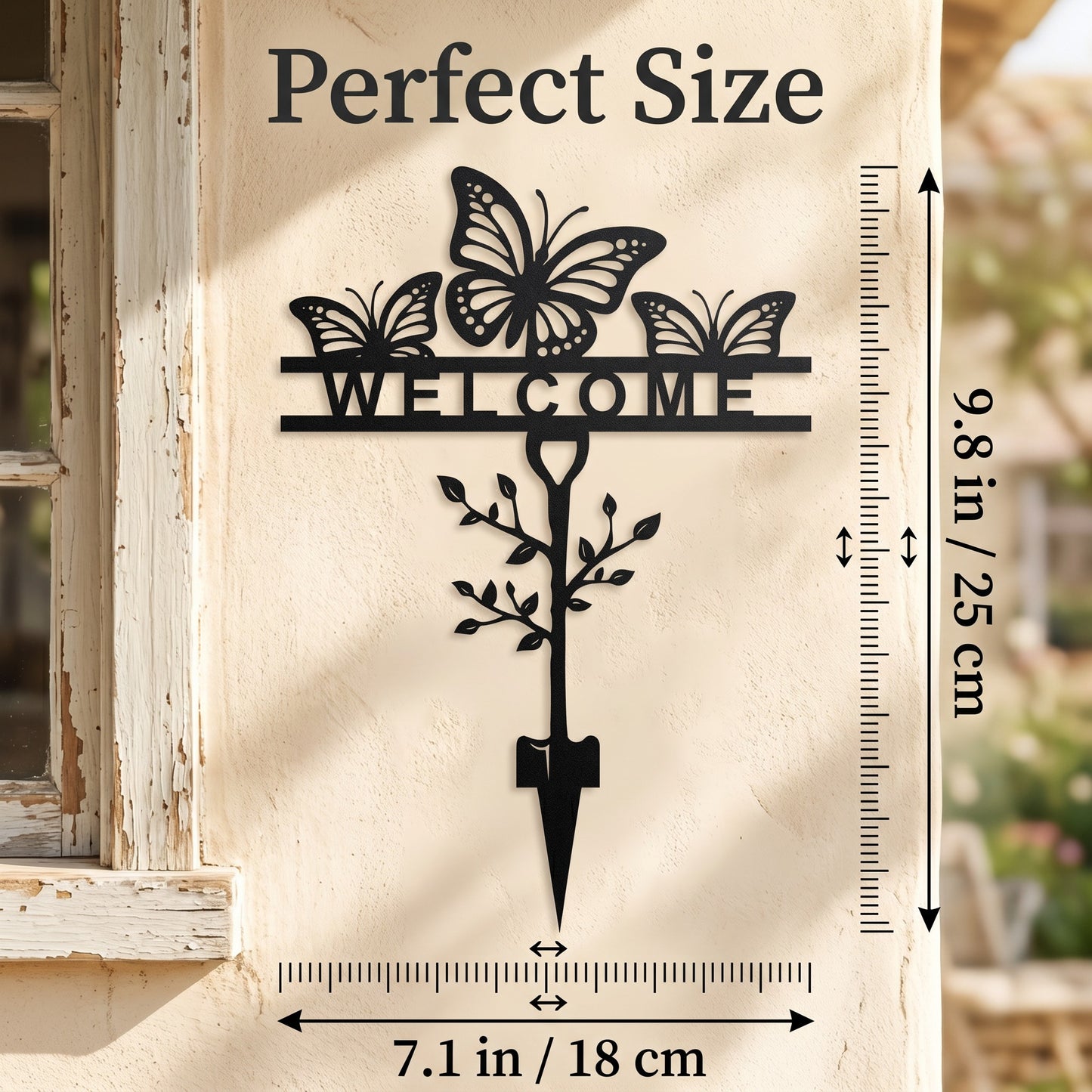 Metal Butterfly Welcome Sign Garden Stake Yard Decor