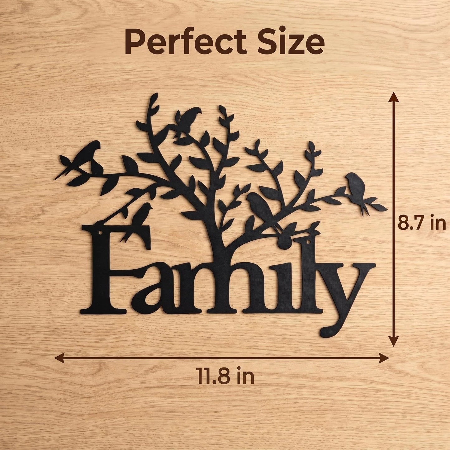 Metal Family Wall Art - Tree & Bird Home Decor