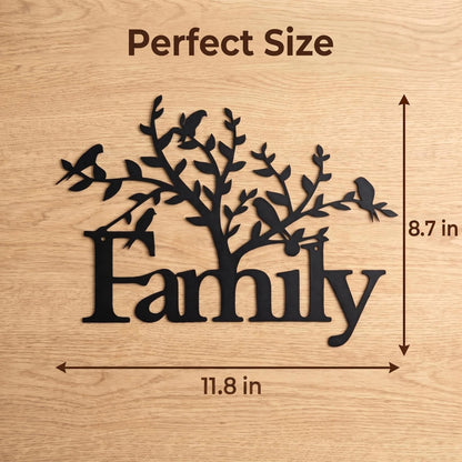 Metal Family Wall Art - Tree & Bird Home Decor