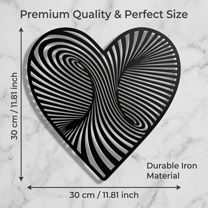 Optical Illusion Heart Wall Art - Modern Metal Decor