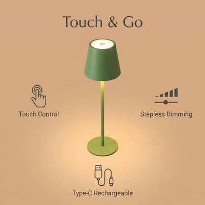 Cordless LED Table Lamp, Modern Metal Touch Light