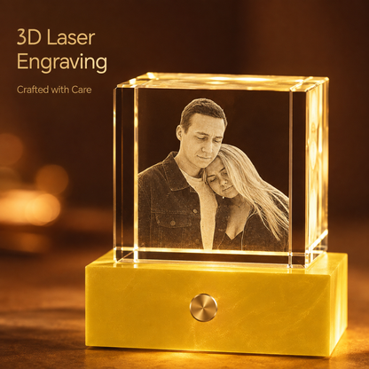 Personalized 3D Crystal Photo Night Light with Touch Base