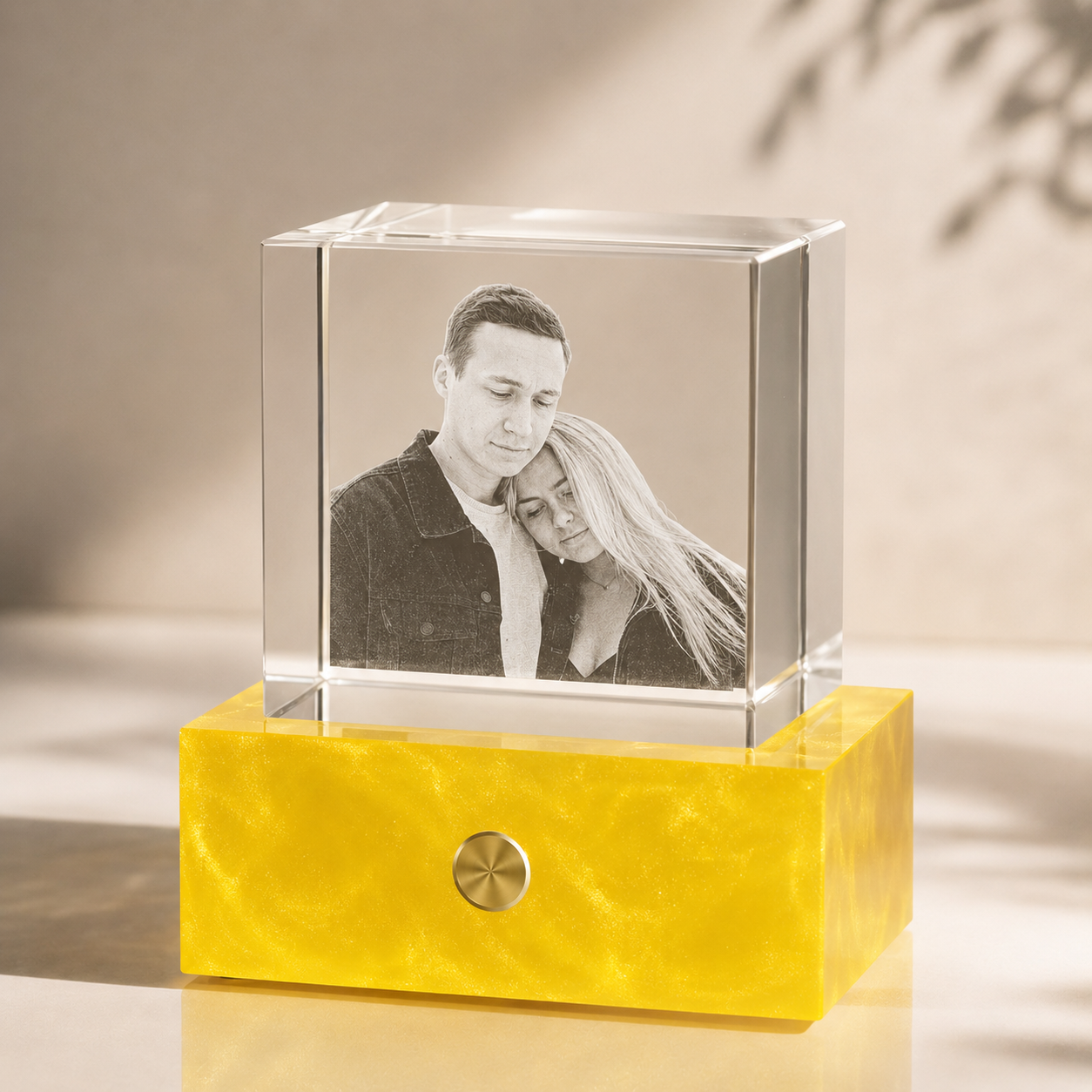 Personalized 3D Crystal Photo Night Light with Touch Base
