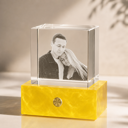 Personalized 3D Crystal Photo Night Light with Touch Base