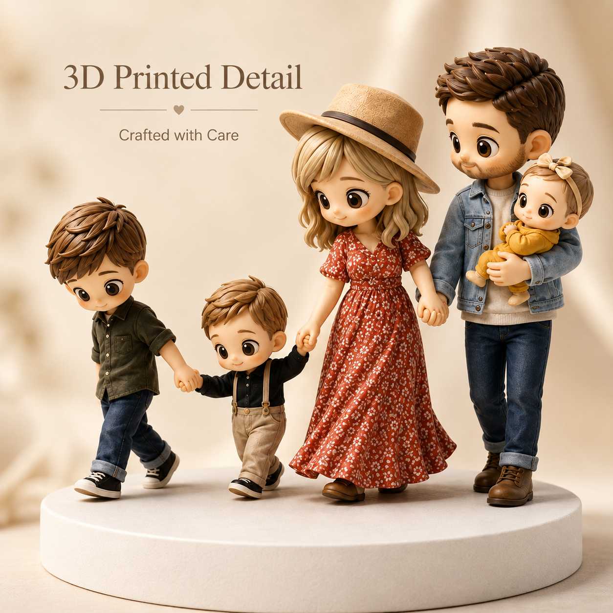 Custom 3D Printed Family Figurine from Photo with DIY Paint Kit