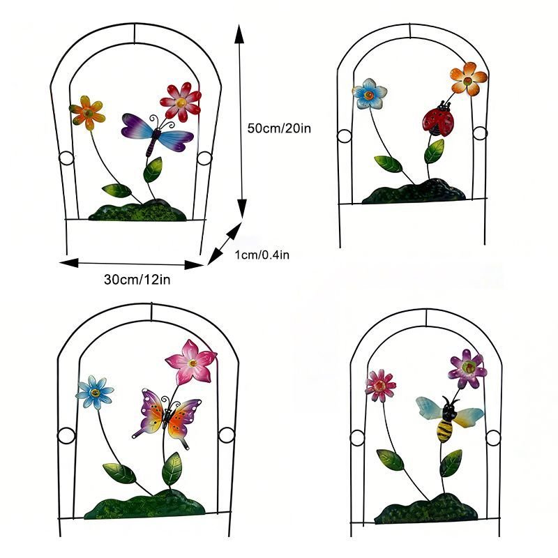 4-Piece Metal Flower Garden Stake Set product detail view