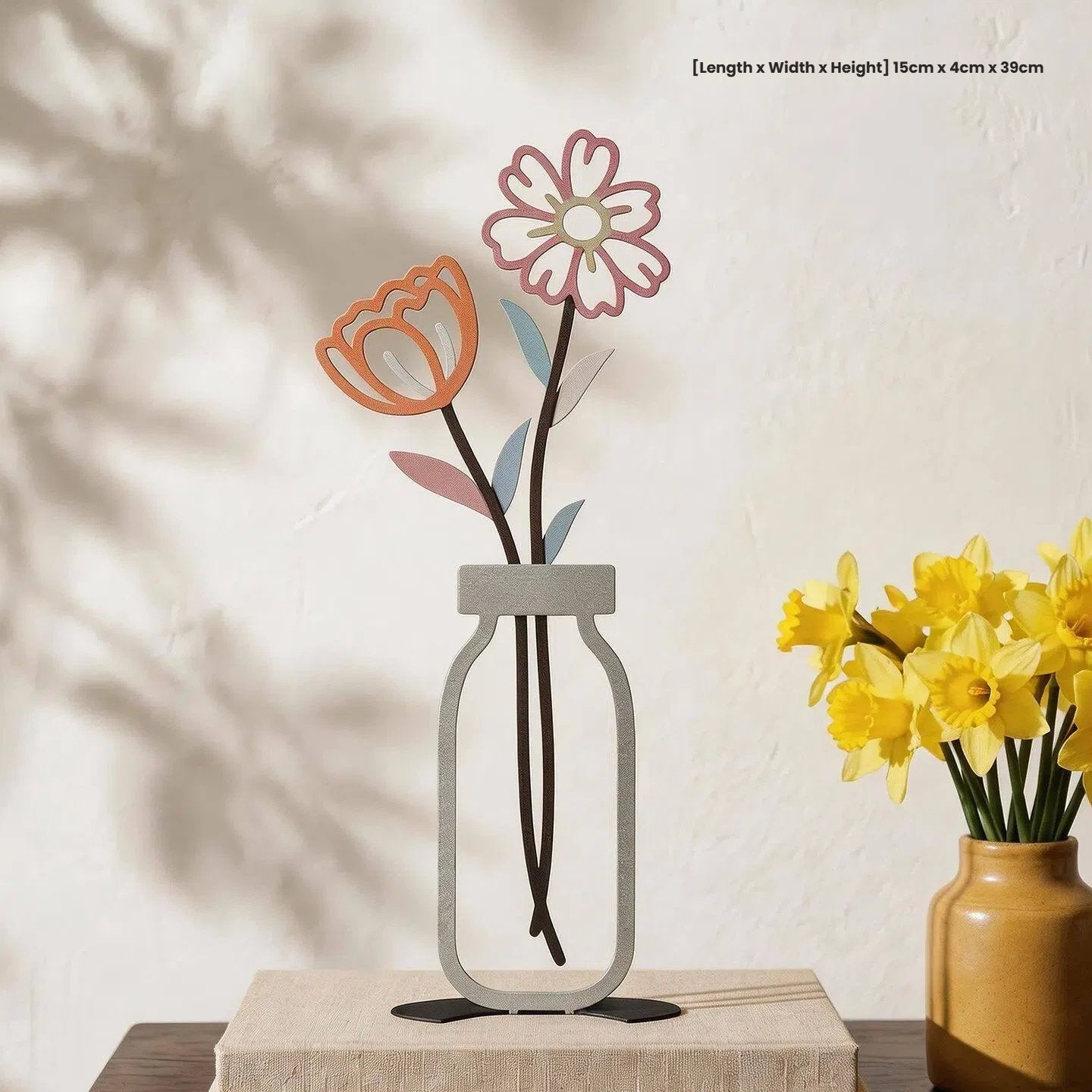 Metal Floral Vase Tabletop Decor