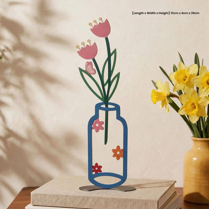 Metal Floral Vase Tabletop Decor