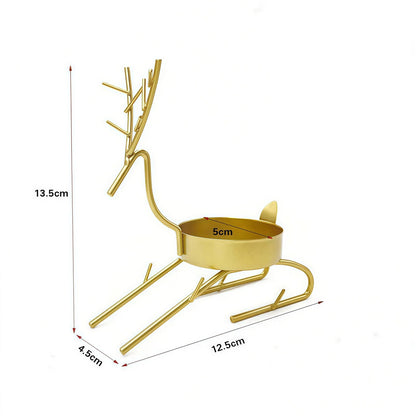 Gold Deer Metal Candle Holder