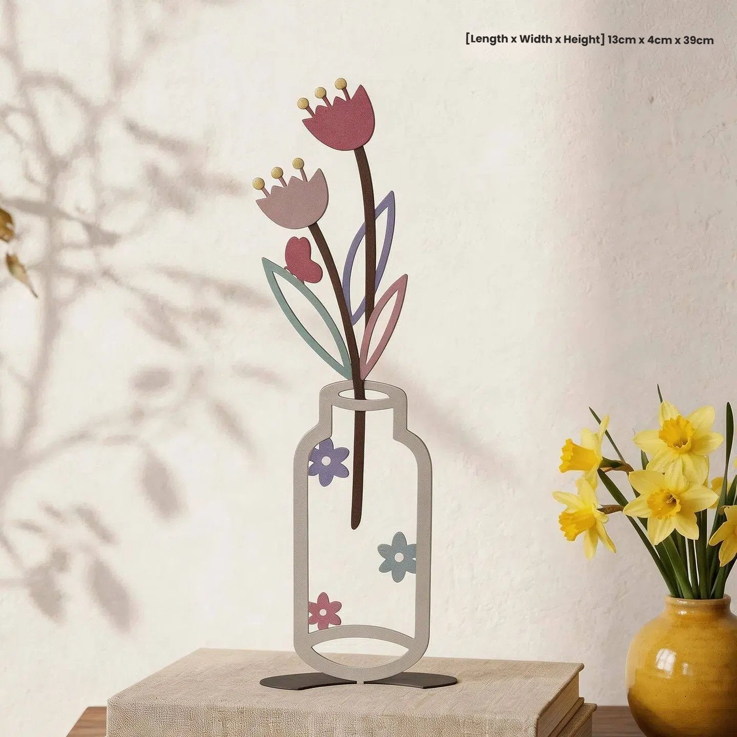 Metal Floral Vase Tabletop Decor