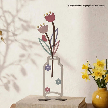 Metal Floral Vase Tabletop Decor