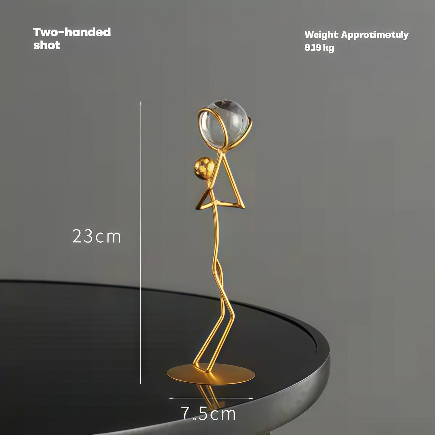 Gold Metal Athlete Crystal Ball Table Decor