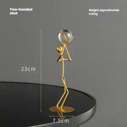 Gold Metal Athlete Crystal Ball Table Decor