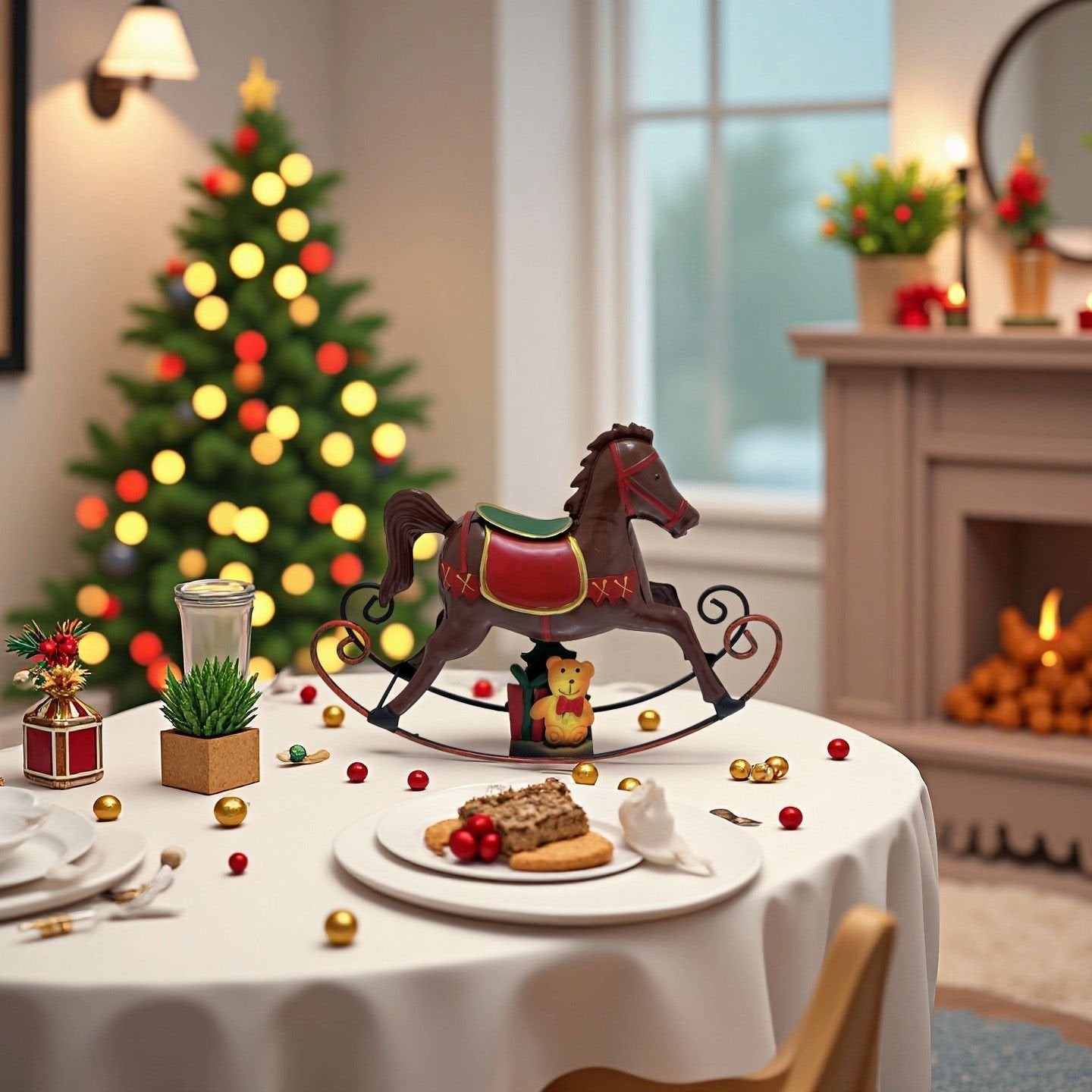Metal Christmas Rocking Horse Decor