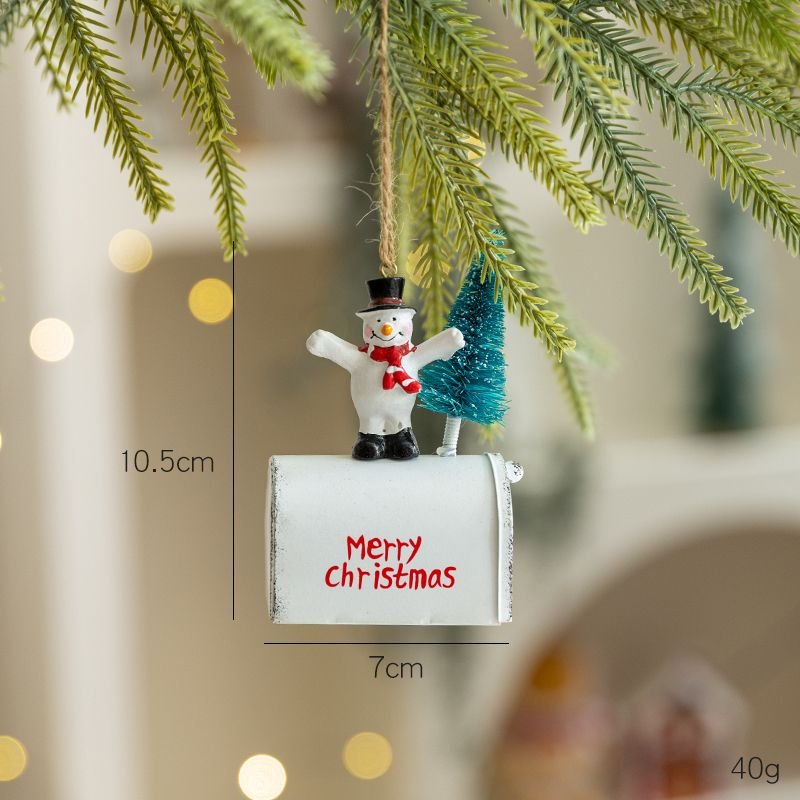 Metal Santa & Snowman Mailbox Ornament