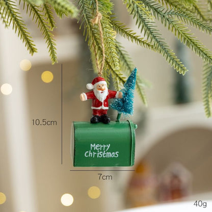 Metal Santa & Snowman Mailbox Ornament