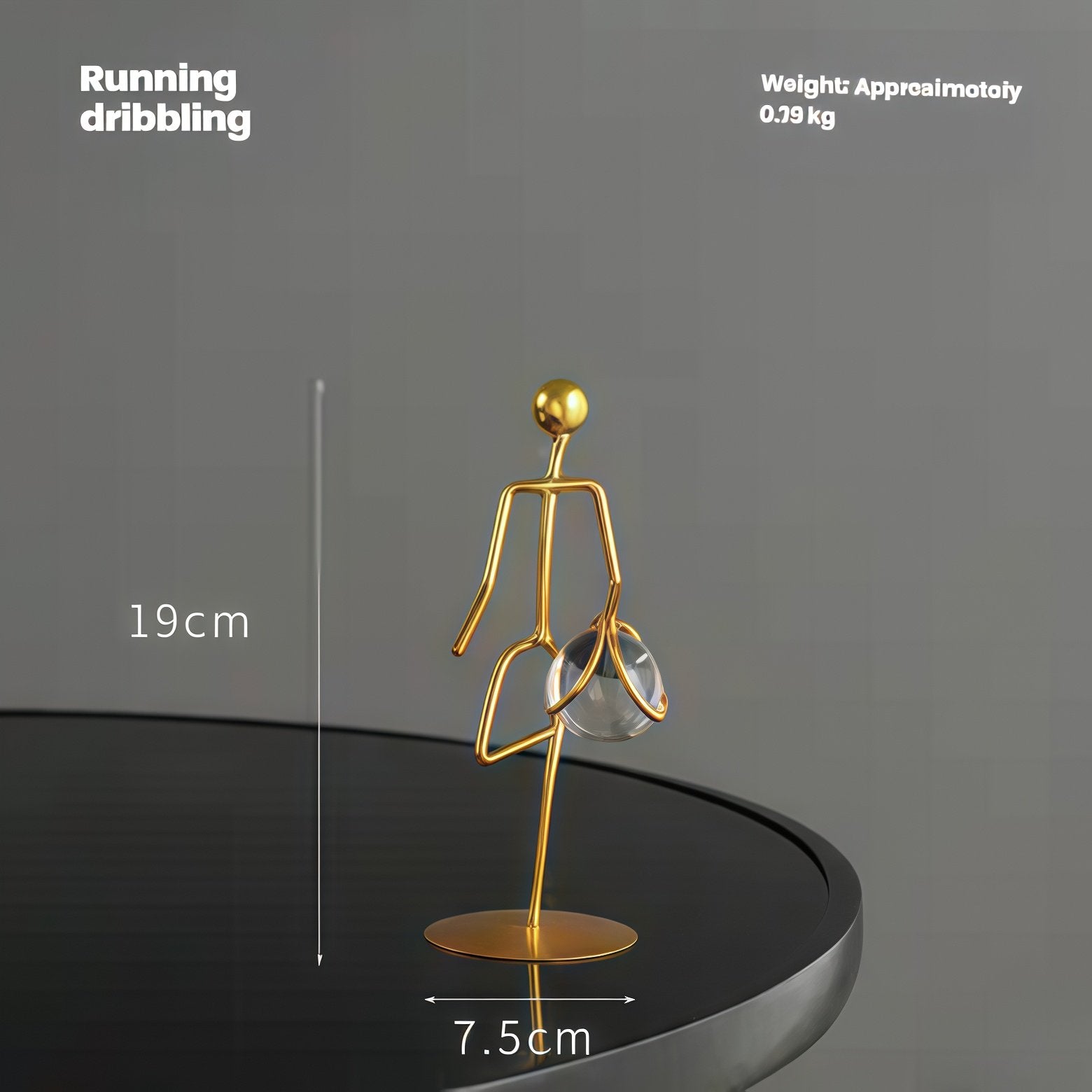 Gold Metal Athlete Crystal Ball Table Decor