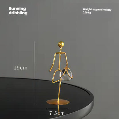 Gold Metal Athlete Crystal Ball Table Decor
