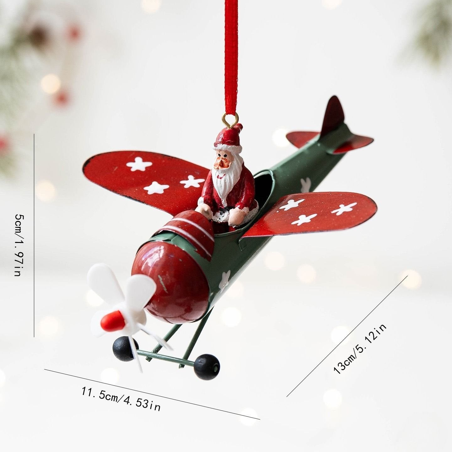 Metal Airplane Christmas Ornament