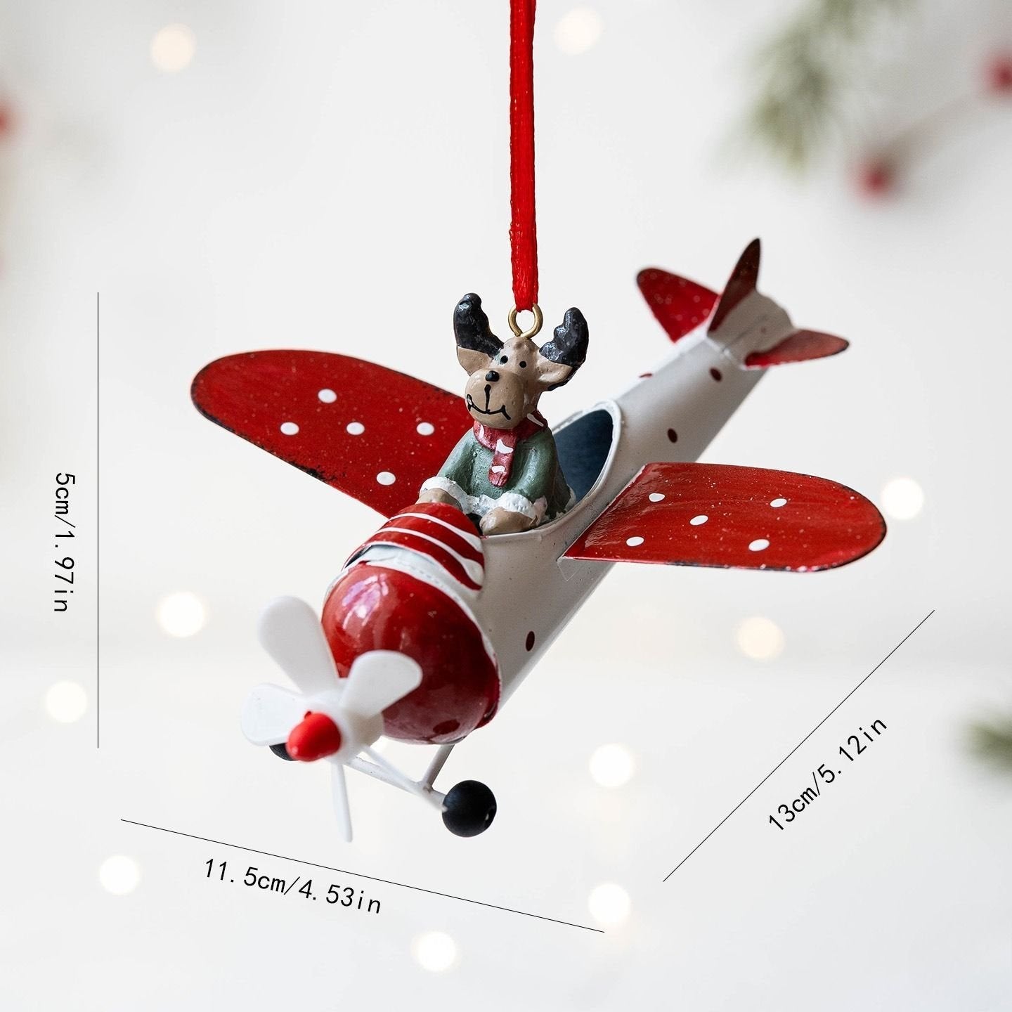 Metal Airplane Christmas Ornament