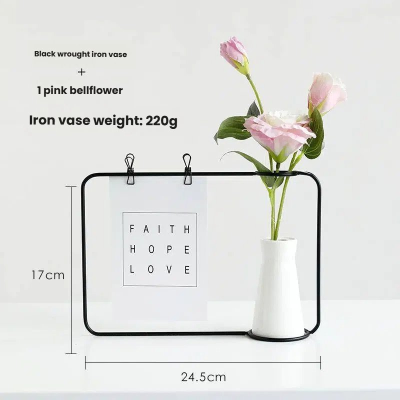 Metal Photo Holder with Ceramic Vase