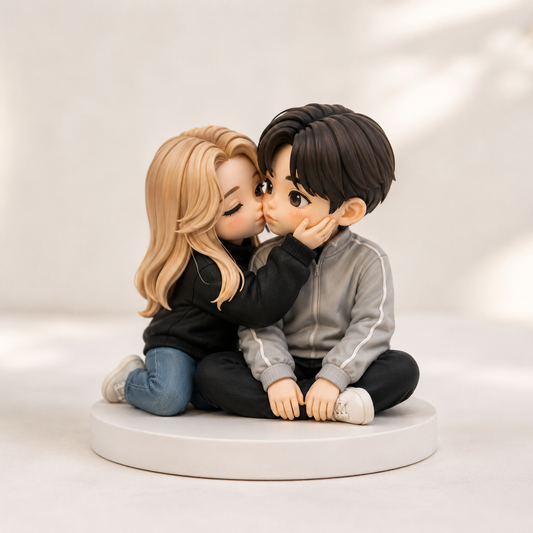 Custom 3D Printed Couple Figurine from Photo with DIY Paint Kit