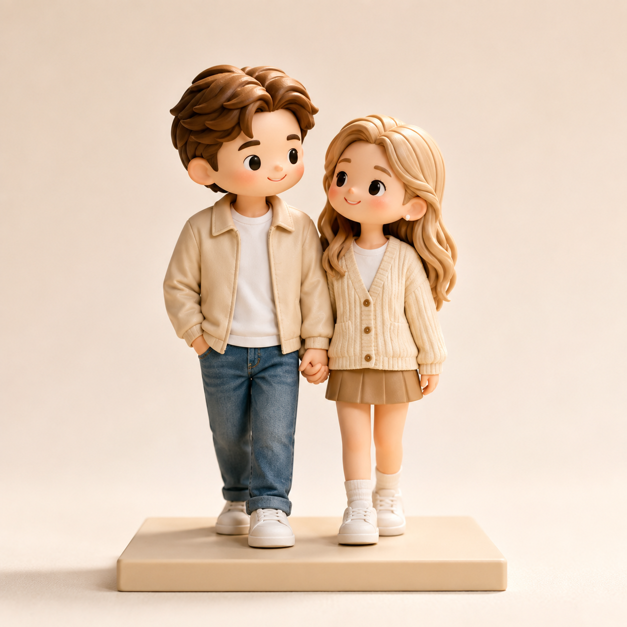 Custom 3D Printed Couple Figurine from Photo with DIY Painting Kit