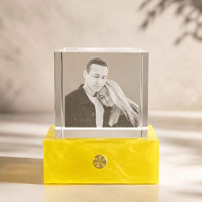 Personalized 3D Crystal Photo Night Light with Touch Base
