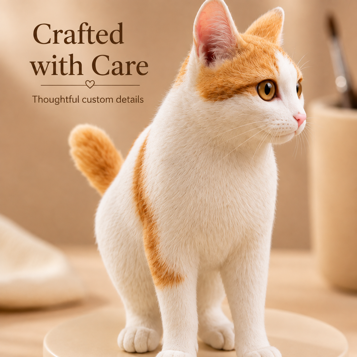 Custom 3D Cat Figurine from Photo | Personalized Pet Keepsake