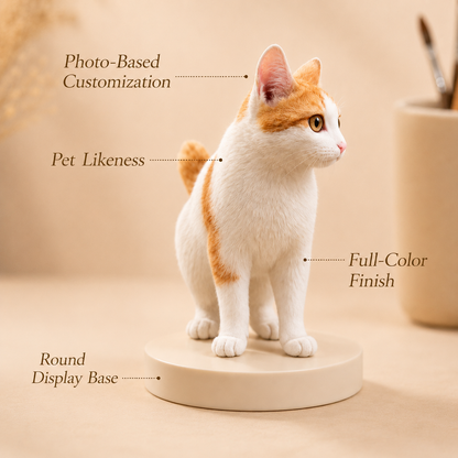 Custom 3D Cat Figurine from Photo | Personalized Pet Keepsake