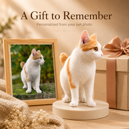 Custom 3D Cat Figurine from Photo | Personalized Pet Keepsake