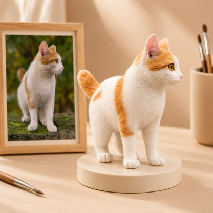 Custom 3D Cat Figurine from Photo | Personalized Pet Keepsake