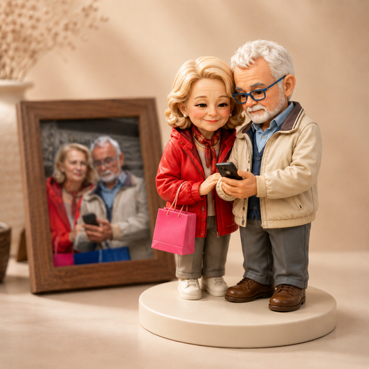 Custom Hand-Painted 3D Chibi Couple Figurine from Photo