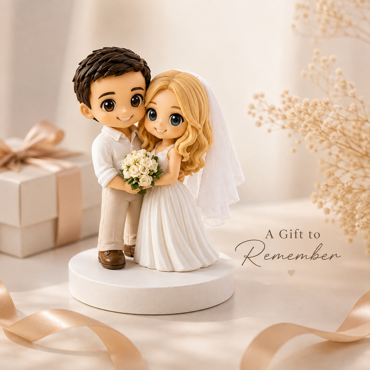 Custom 3D Printed Chibi Couple Figurine from Photo with DIY Paint Kit