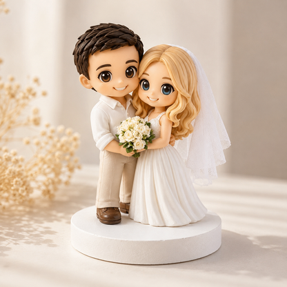 Custom 3D Printed Chibi Couple Figurine from Photo with DIY Paint Kit