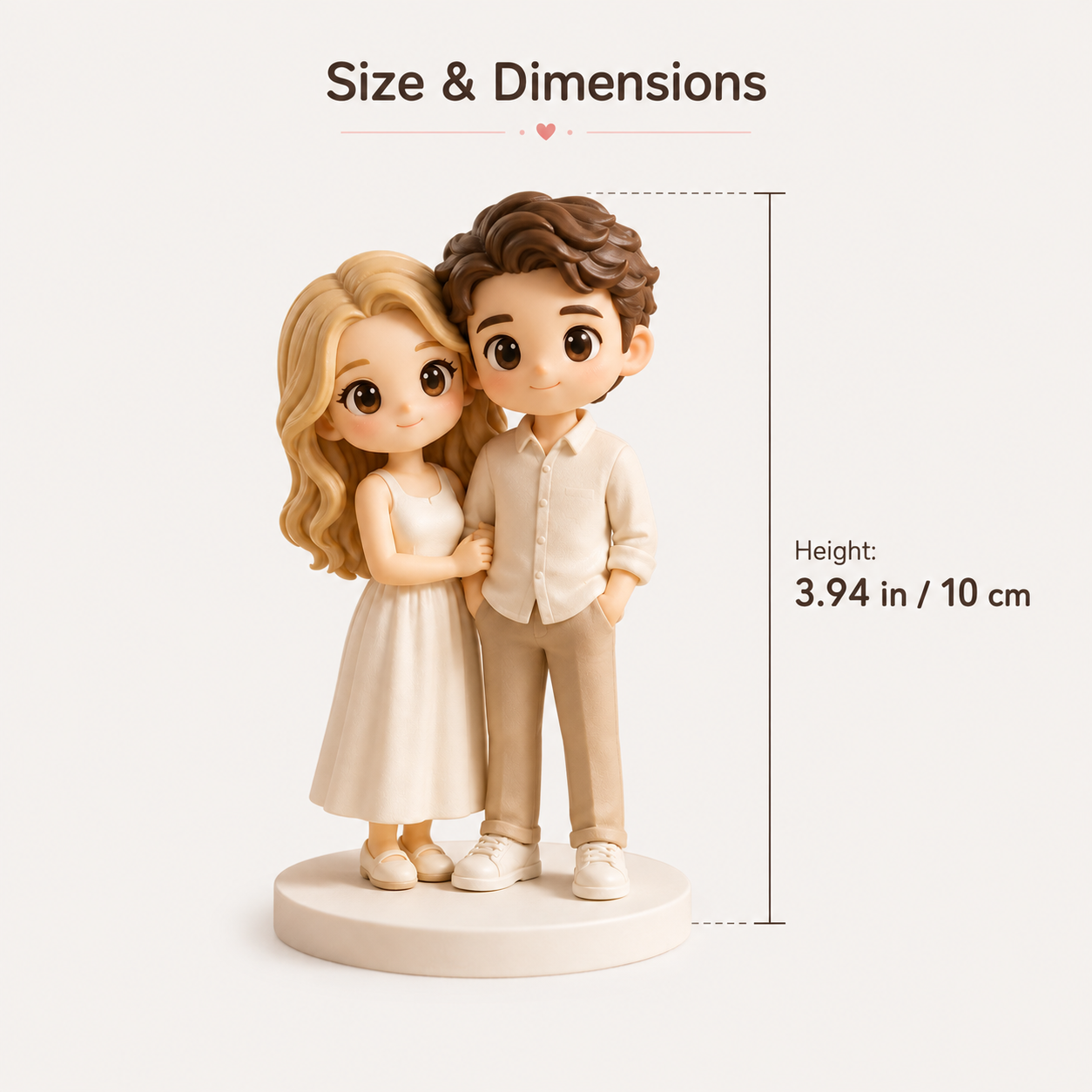Custom 3D Printed Chibi Couple Figurine from Photo with Base