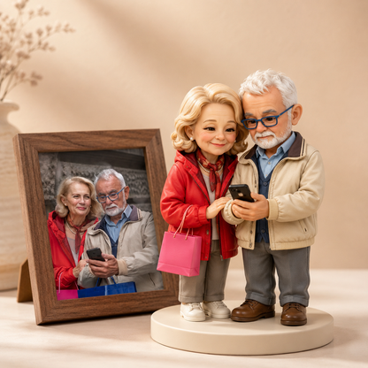 Custom Hand-Painted 3D Chibi Couple Figurine from Photo