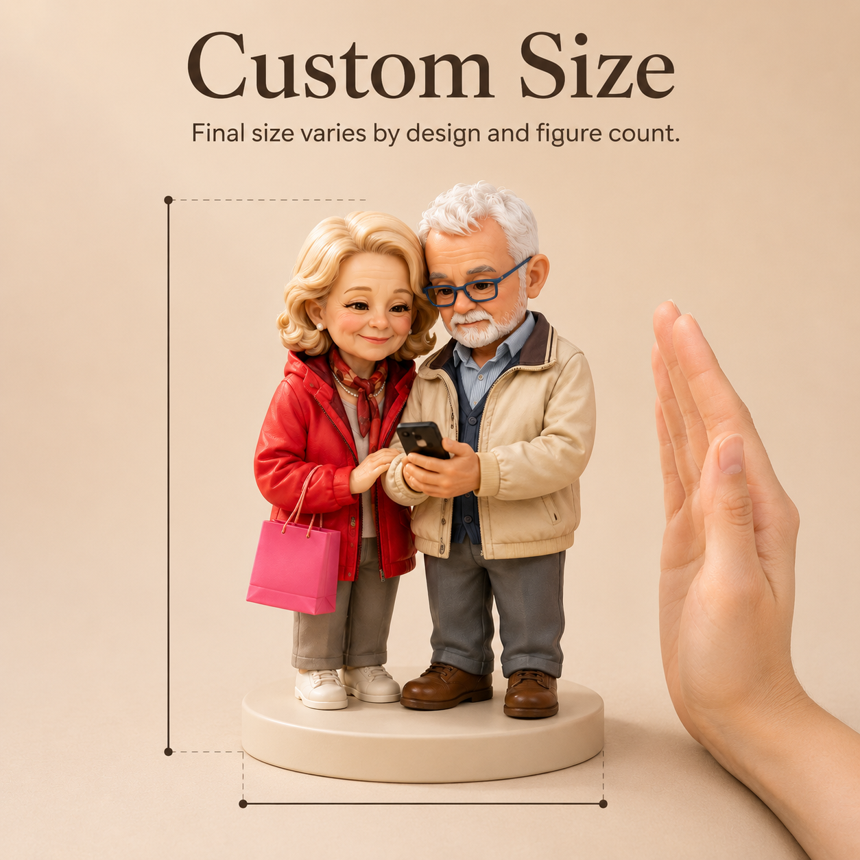 Custom Hand-Painted 3D Chibi Couple Figurine from Photo