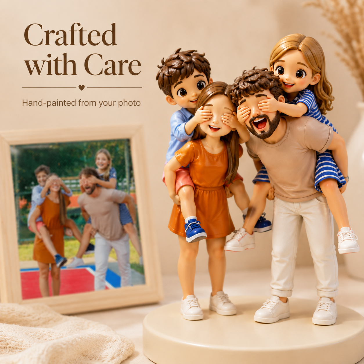 Custom Photo Chibi Figurine - Personalized 3D Family Keepsake Gift